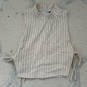 Women's Striped Tan Sleeveless Top